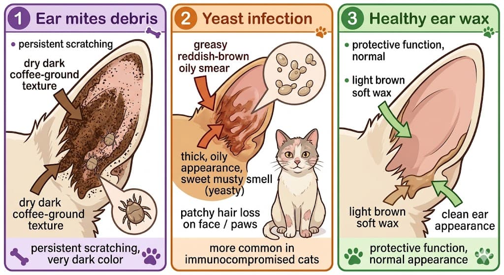 Bump on dogs ear 3-panel: white sebaceous cyst vs red pimple bacterial vs cauliflower wart