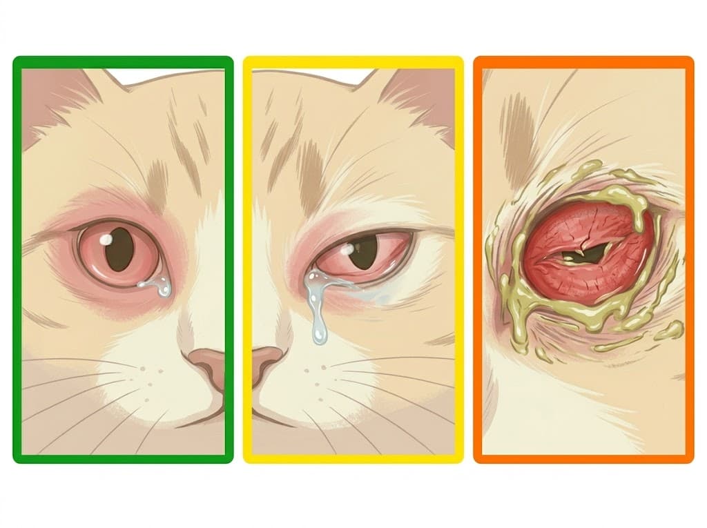 Severity ladder for cat eye infection pictures decision: when to take cat to vet