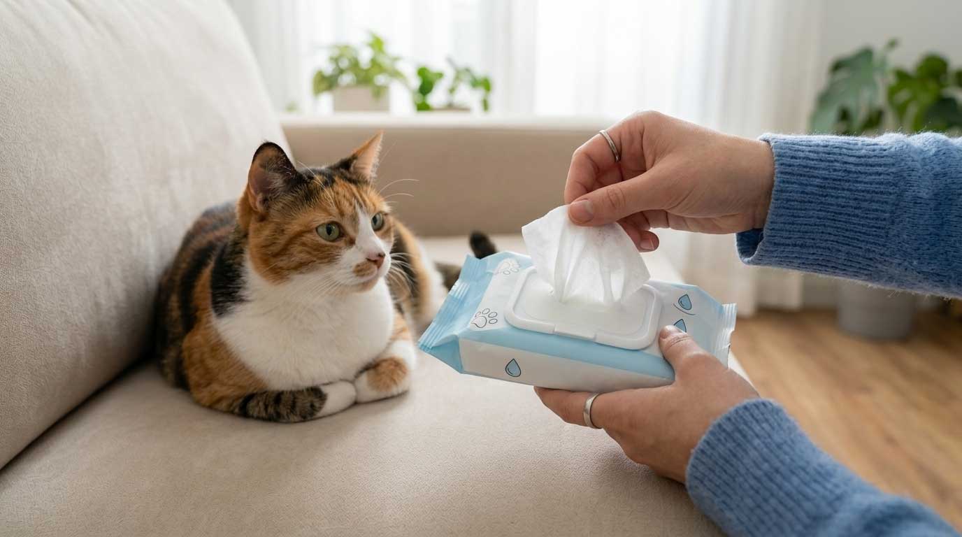 Pet dermatology wipes and chlorhexidine solution for cat acne treatment