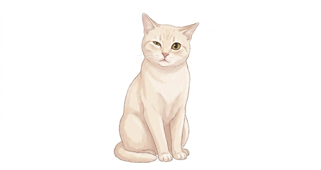Cartoon cat with one eye half-closed in a squint — why is my cat squinting one eye