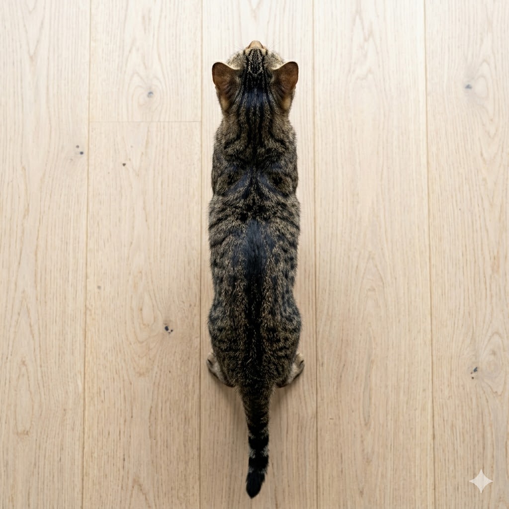 Good example: top-down view of cat showing waist definition from above