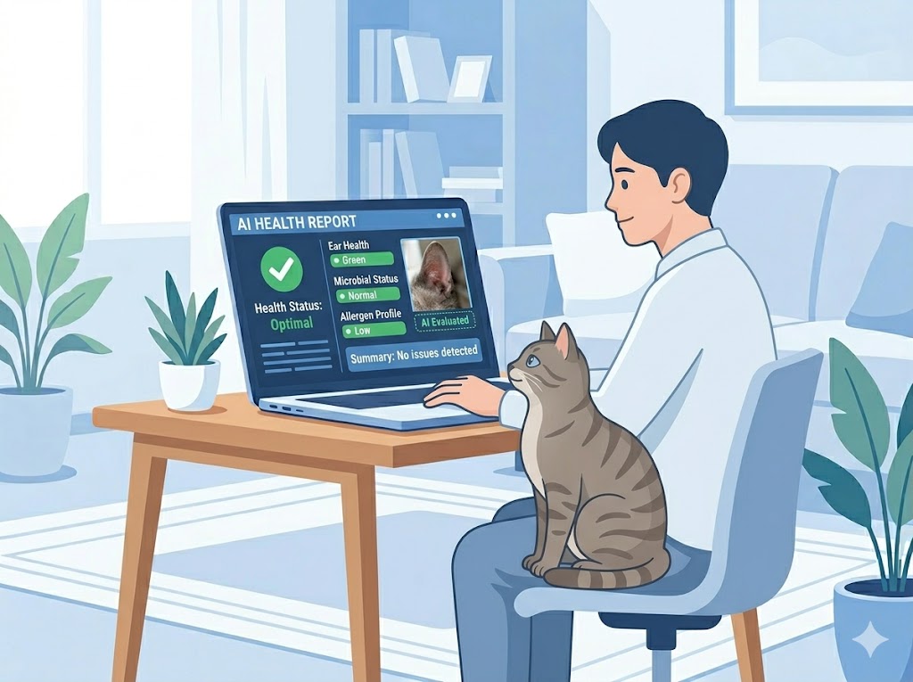 Detailed AI cat ear analysis report with observed pattern and next-step recommendations