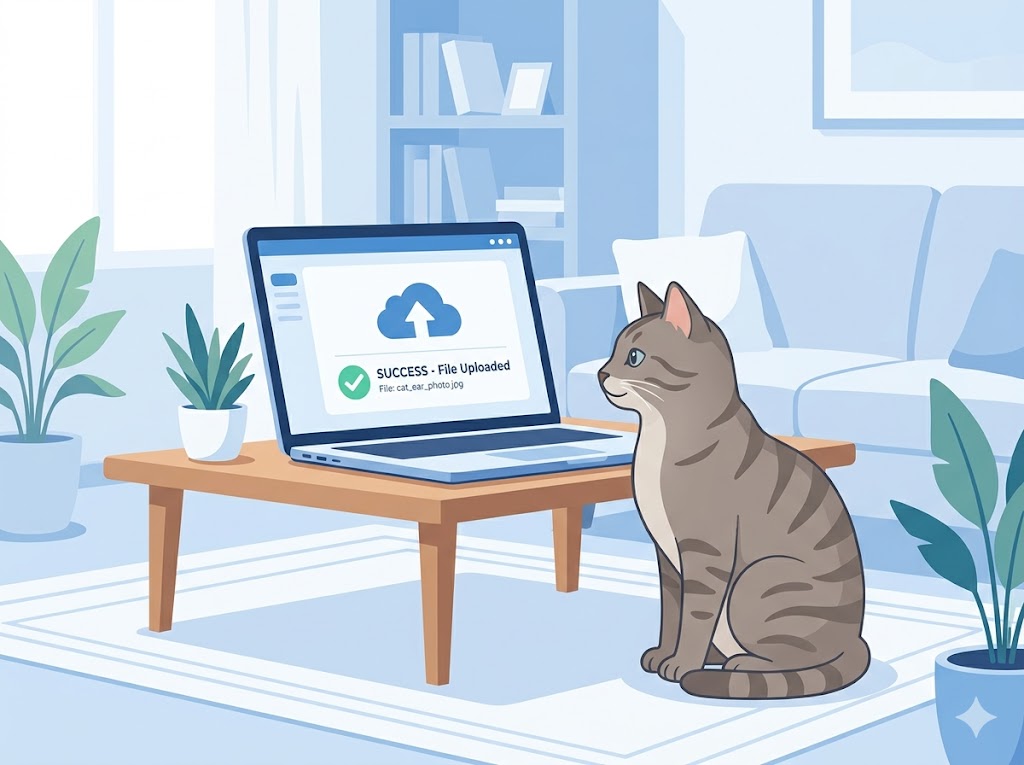 Upload a cat ear photo to Yipara for AI analysis