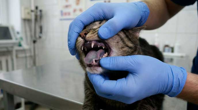 Blue or purple cat gums indicating feline asthma, heart failure, or poisoning emergency