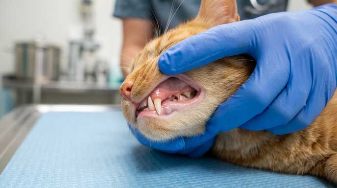 Healthy cat gums and tongue showing normal salmon pink color