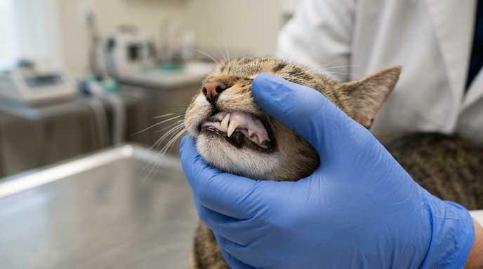 Pale or white cat gums indicating anemia, FeLV, or internal bleeding emergency