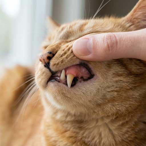 Good example: close-up photo of a cat's gums with the upper lip gently lifted
