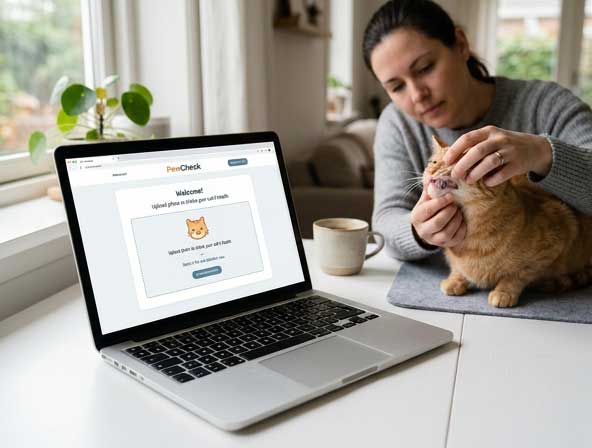 Upload a photo of your cat's gums or tongue to Yipara for AI color analysis