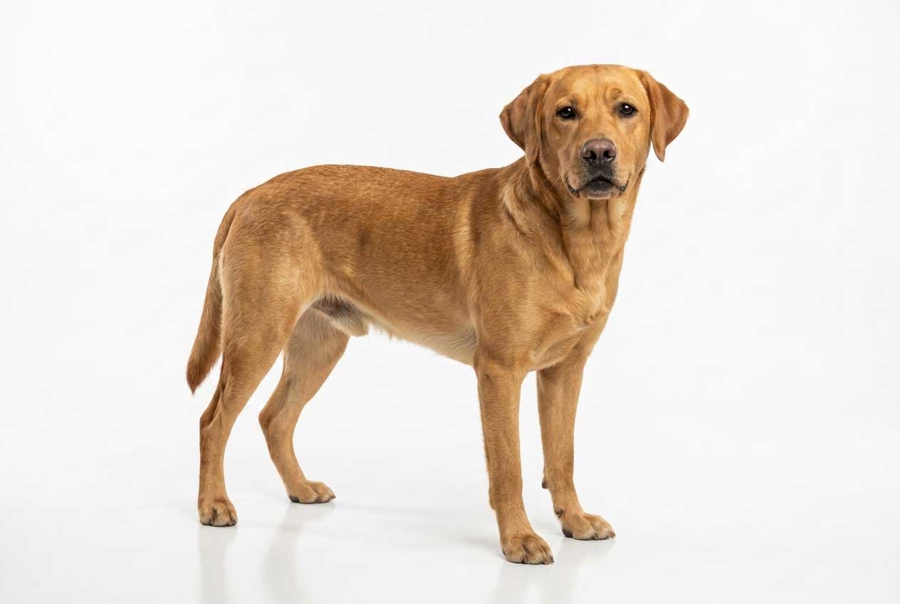 Dog with BCS 4-5 ideal weight showing proper waist definition and healthy proportions