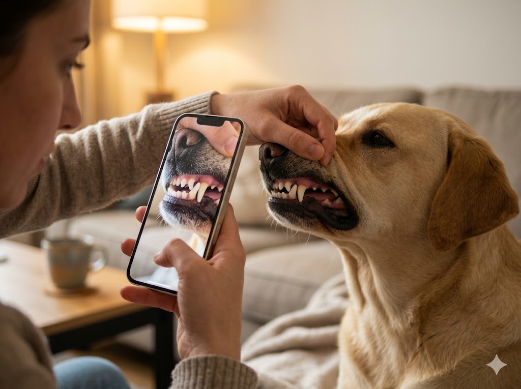 Upload a dog teeth photo to Yipara for AI dental analysis