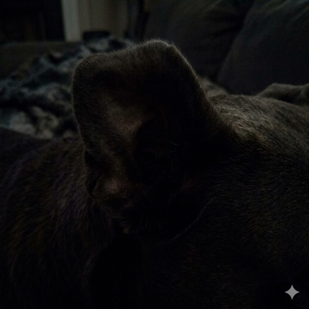 Bad example: too dark to see inside dog ear