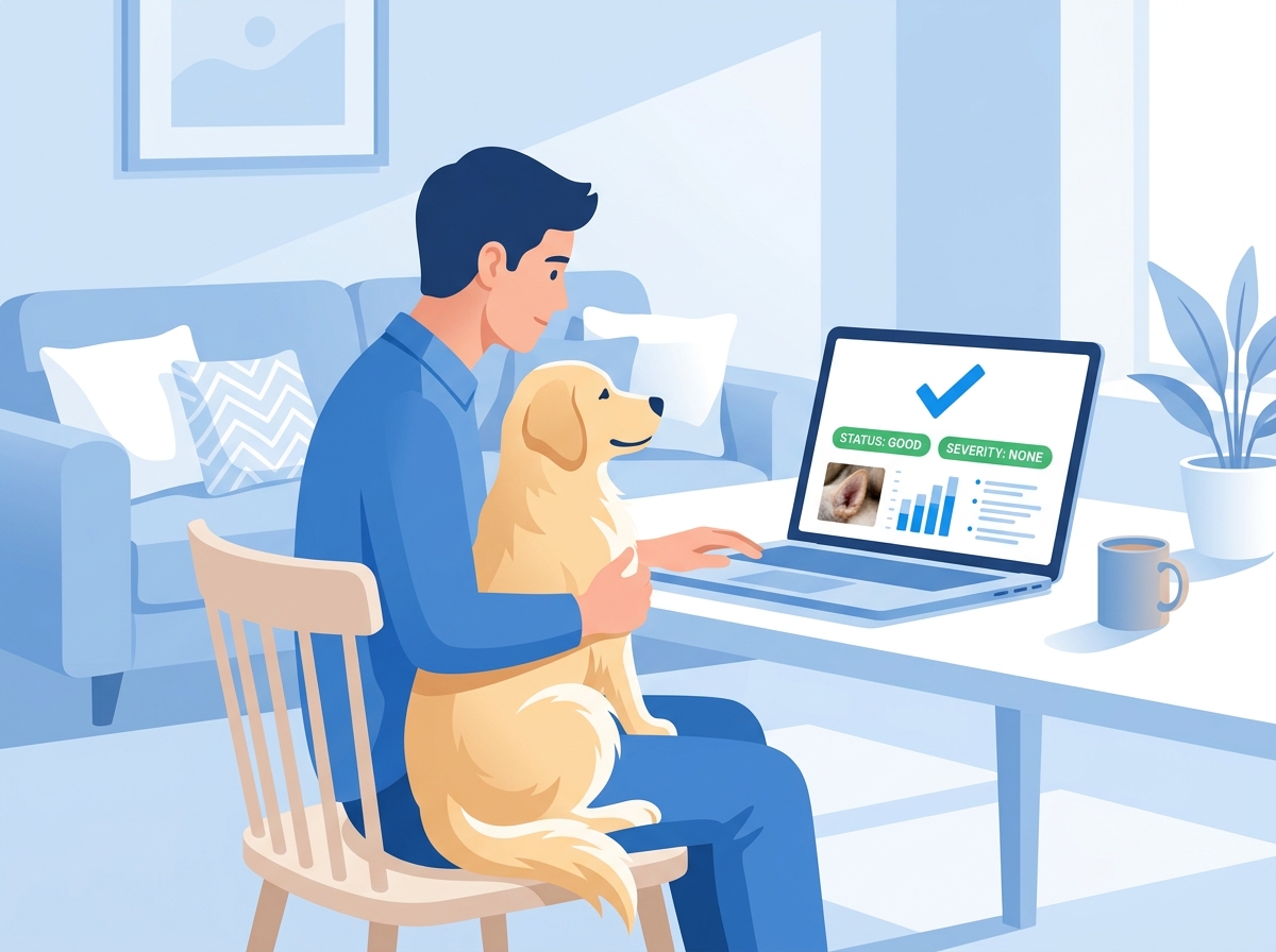 Detailed AI dog ear analysis report with observed pattern and next-step recommendations
