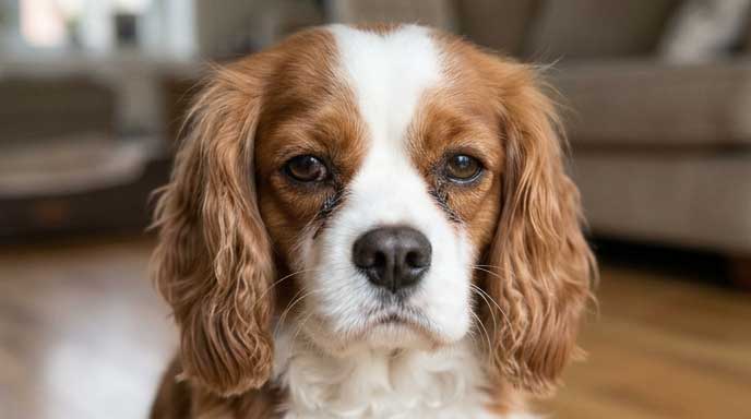 Dog with black or very dark crusty eye discharge