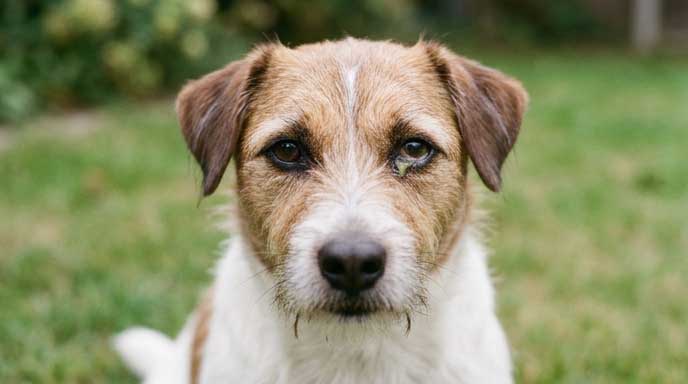 Dog with sudden onset eye discharge that appeared overnight