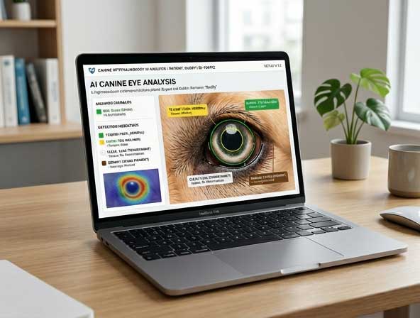 AI analyzing dog eye discharge photo for color and triage