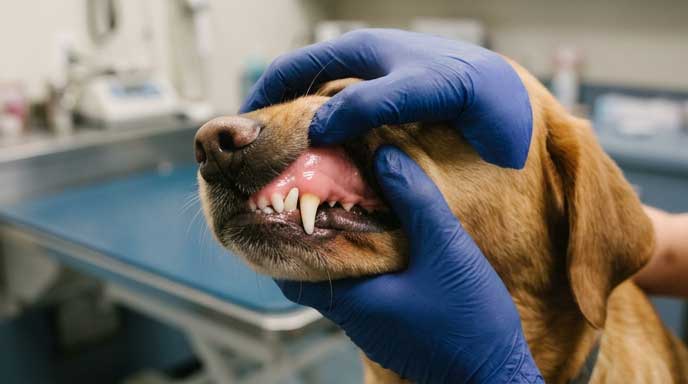 Healthy dog gums showing normal pink or salmon color
