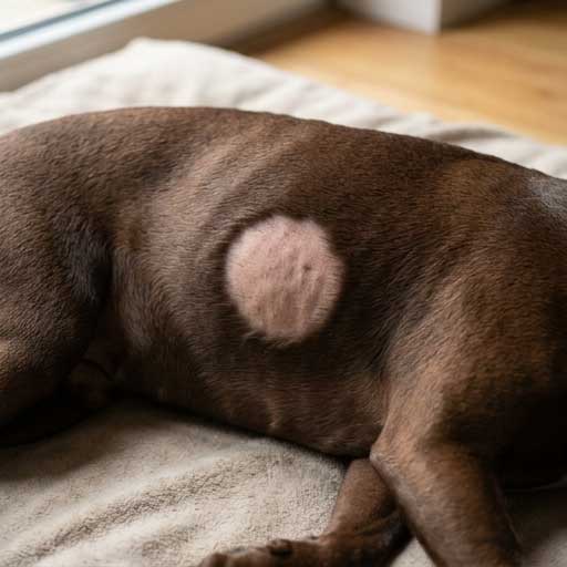 Good example: photo showing both bald area and surrounding healthy coat for comparison