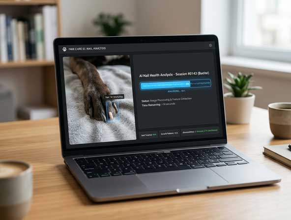 AI analyzing dog broken nail photo for severity and infection