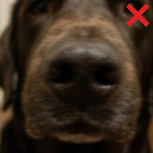 Bad example: blurry photo of dog nose