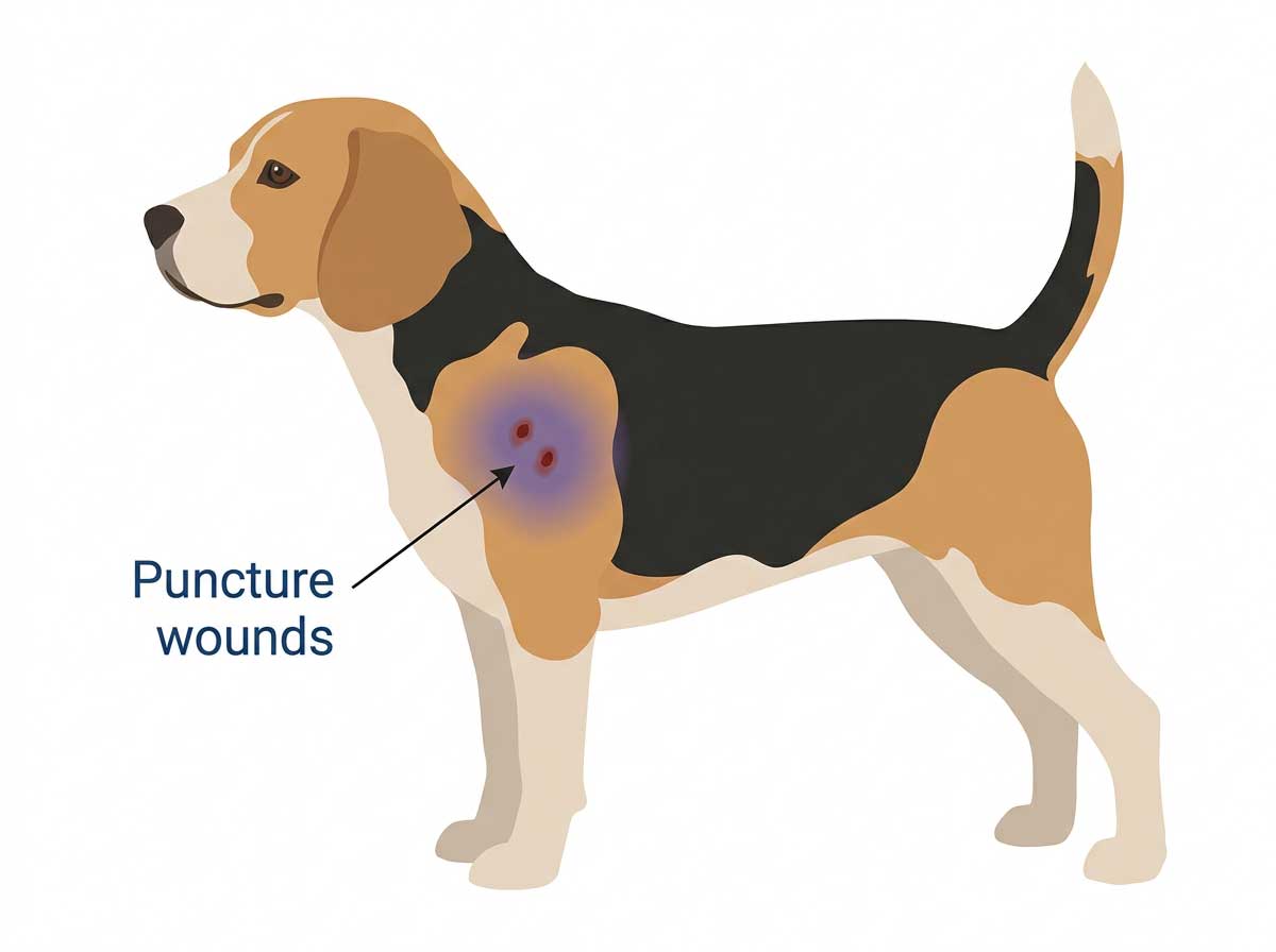 Dog bite wound that needs proper cleaning — not hydrogen peroxide