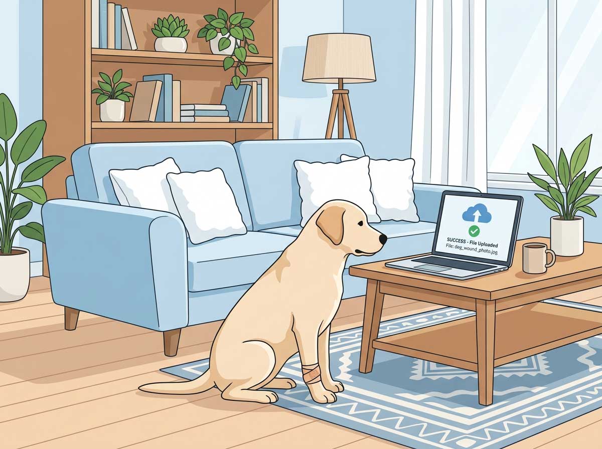 Upload a photo of your dog's wound to Yipara for AI analysis