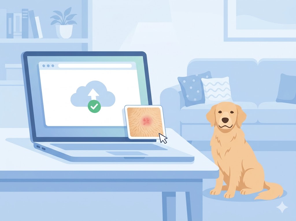 Upload a pet skin photo to Yipara for AI analysis